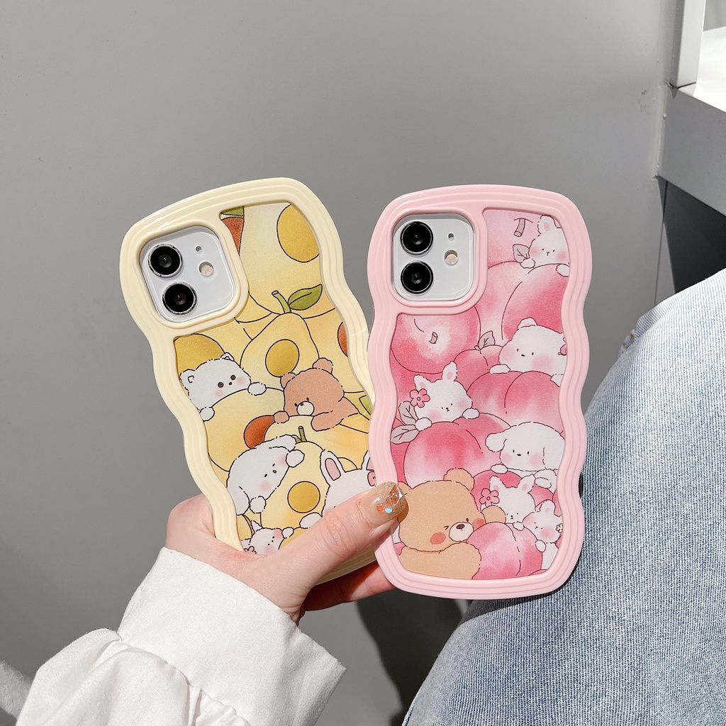 Ốp Điện Thoại Silicon Tpu Mềm Bo Viền Chống Sốc Hình Gấu 2 Trong 1 Cho iPhone 14 13 12 11 Pro Max XS XR 8 7 Plus