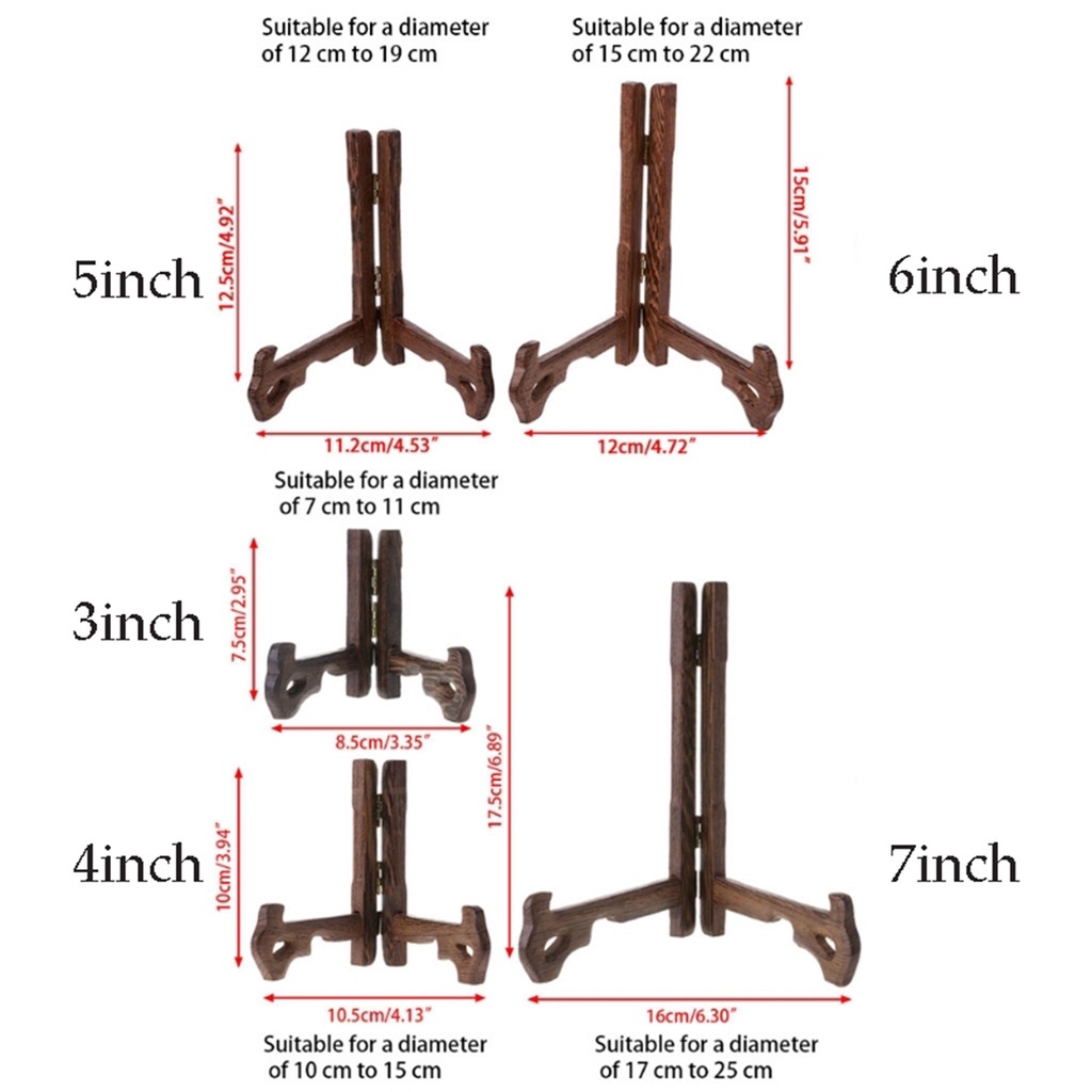 Đế đỡ trưng bày đĩa/ảnh bằng gỗ 3-7 inch đa chức năng tiện lợi