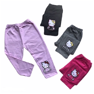 Quần Legging bé gái hình thêu mèo Kitty