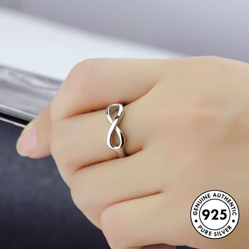 Nhẫn bạc S925 thiết kế đơn giản sáng tạo 8 mặt