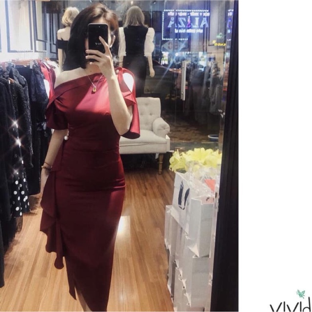 Đầm dự tiệc lệch vai bigsize 55kg-90kg kèm ảnh thật tặng dây cột tóc 🌸🌸