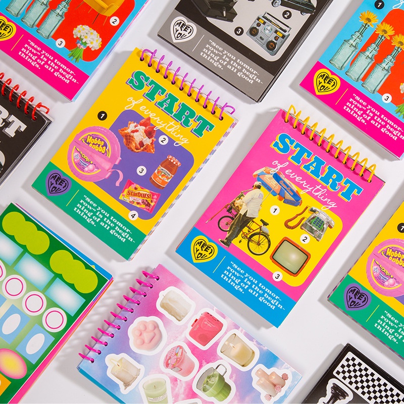 Set 30 / 50 Thẻ Sticker Combo Nhiều Loại Dạng Cuốn Lò Xo Y2K Style