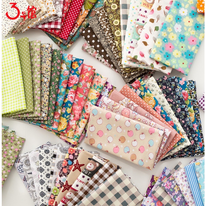 Set 5 Tấm Vải Cotton LÀM DIY Họa Tiết Hoa NGẪU NHIÊN Tự May Vá Đồ Thủ Công-  BÁCH HÓA NA NA