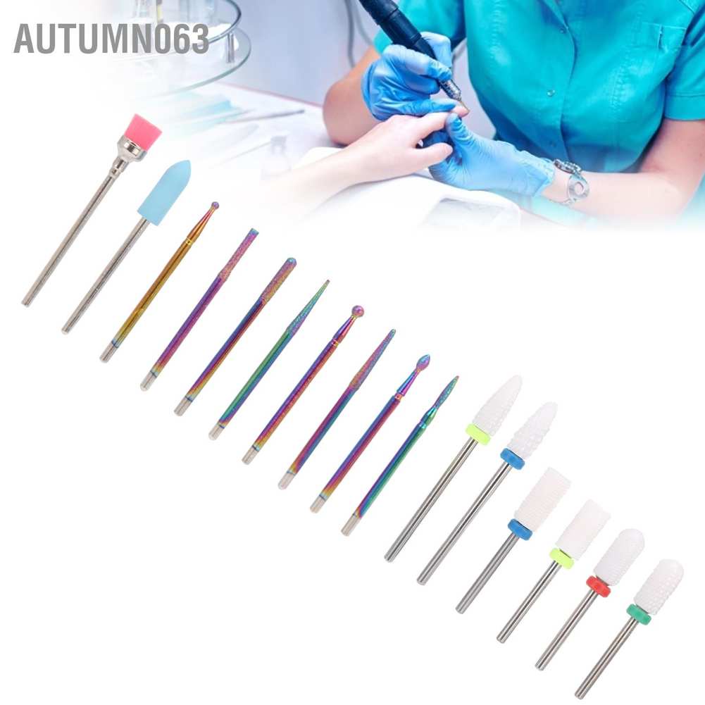 Autumn063 Loại bỏ da chết Máy làm móng tay Nghệ thuật Mũi khoan Bộ làm móng điện Máy làm móng tay Mẹo 16 chiếc
