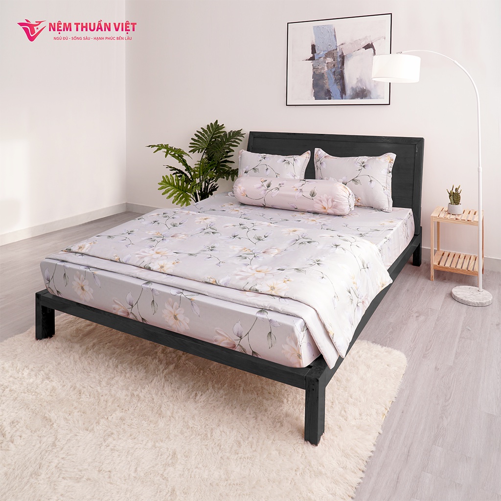 Bộ Ga Giường Tencel Thuần Việt Cao Cấp - Xám TC24 (4 Món)