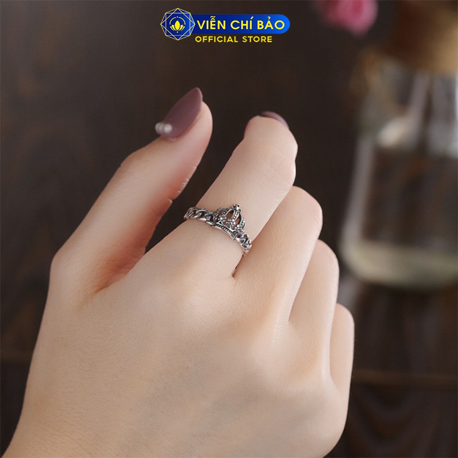 Nhẫn bạc nữ hình vương miện chất liệu bạc Thái S925 trẻ trung cá tính thương hiệu Viễn Chí Bảo N000431