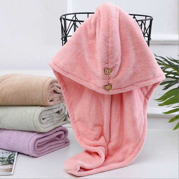 Khăn ủ tóc đa năng, khăn quấn tóc gội đầu 2 lớp lông cừu san hô mềm mại thấm hút tốt