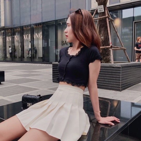 Áo Croptop cổ vuông, viền ren form ôm cực đẹpcó hình thật tự chụpÔm dáng vải mềm