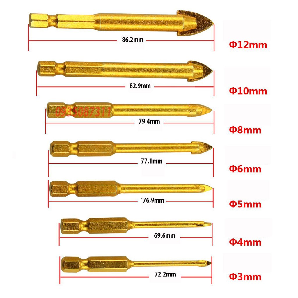 Mũi Khoan Gạch Men, Khoan Kính, Khoan Đá VOTO Các Kích Thước