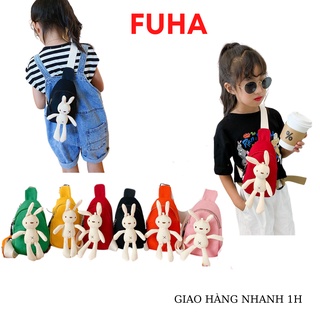 Túi đeo chéo gắn thỏ bông cho bé FUHA, túi hoạt hình dễ thương nhiều màu dễ thương cho bé gái