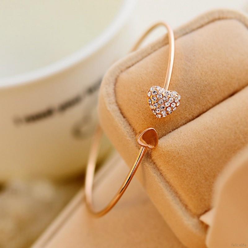 Vòng hợp kim trái tim đính đá xinh xắn