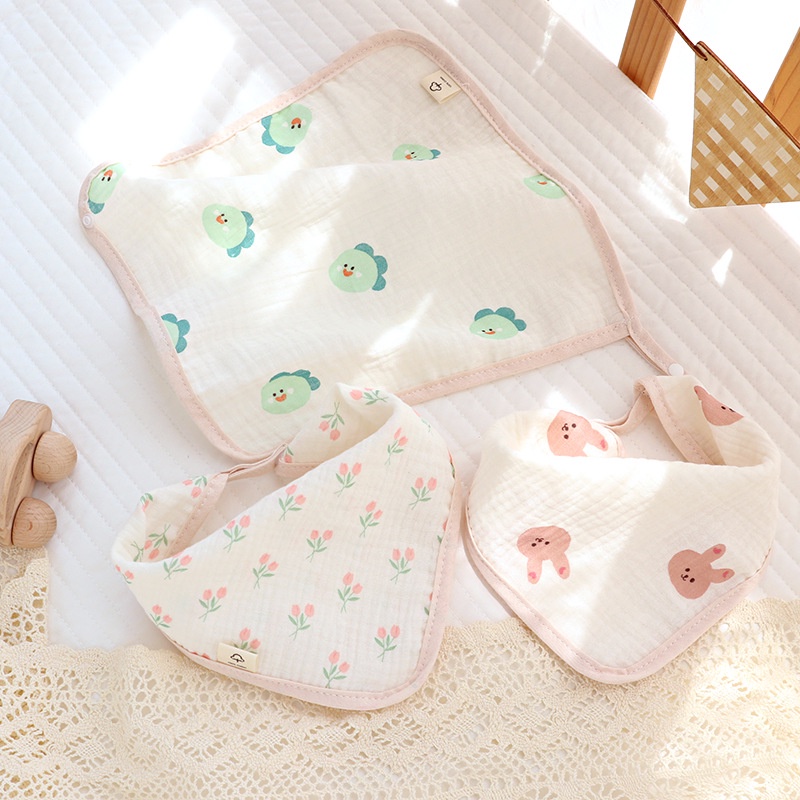 Khăn-Yếm 2in1 Vải Xô Muslin Cho Bé Từ 3 Tháng An Toàn Cho Bé