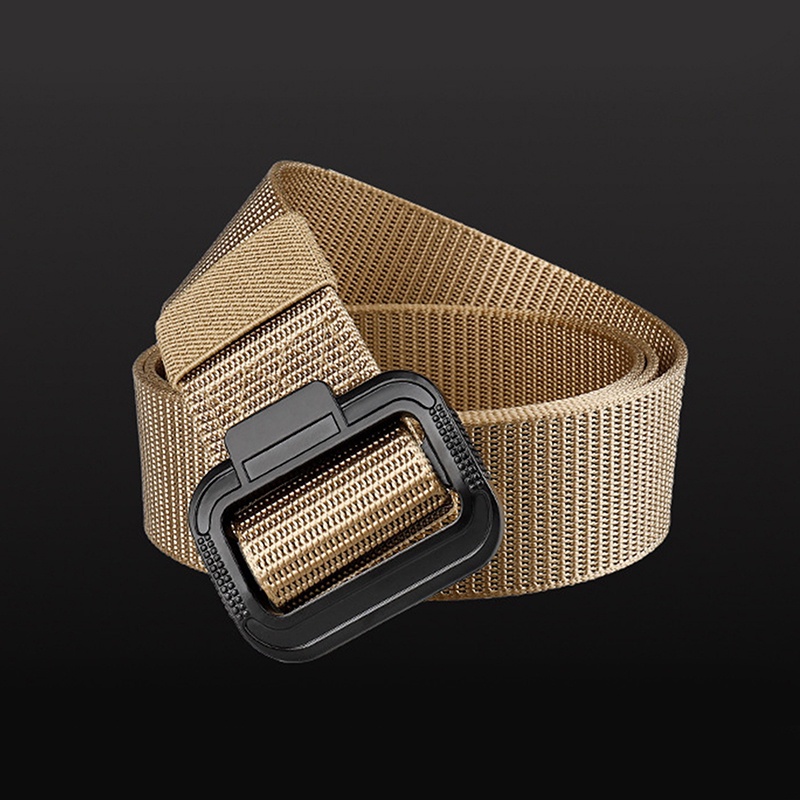 Thắt Lưng Vải Canvas Co Giãn 3.8Cm Màu Đen Khóa Kim Loại Dành Cho Nam