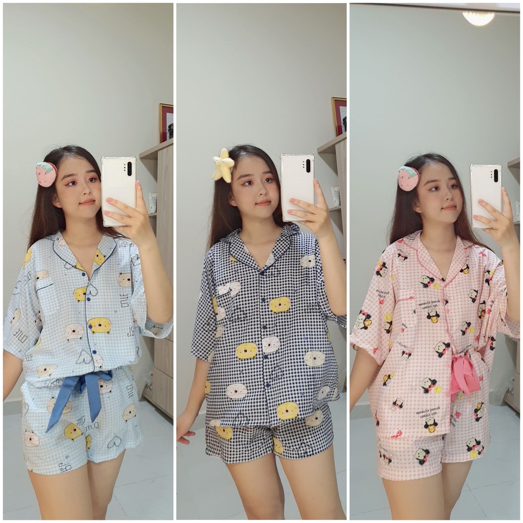 [HOT] Đồ Bộ Pijama Lụa Hàn ngắn cánh dơi (form dưới 65kg)