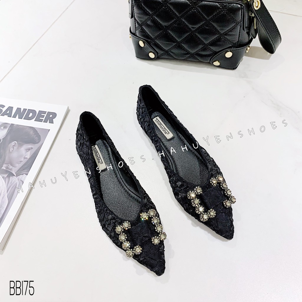 Bệt nữ HHS lụa xốp mũi nhọn đá tròn đứt Hà Huyền Shoes - BB175 | BigBuy360 - bigbuy360.vn
