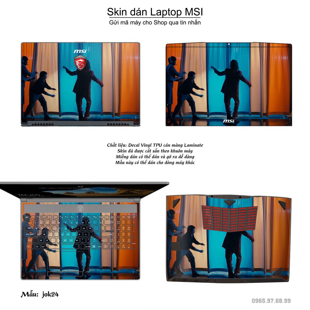 Skin dán Laptop MSI in hình Joker _nhiều mẫu 3 (inbox mã máy cho Shop)