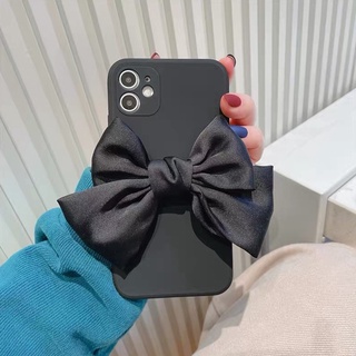 [Uni] Ốp lưng Iphone silicon kèm nơ đen bảo vệ cam 7plus/8plus/x/xr/xs/11/12/13/pro/max/promax
