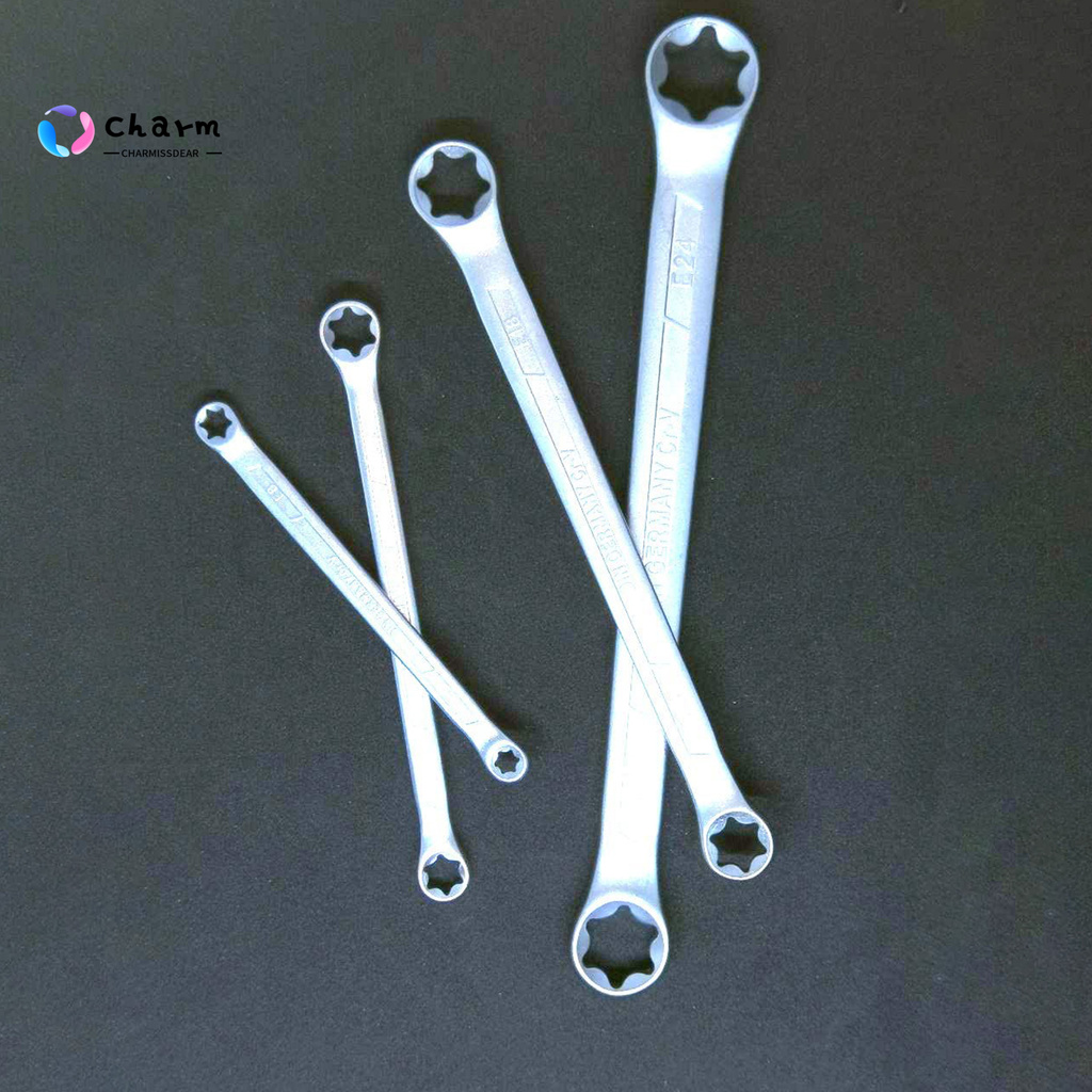 [CHS] COD 4Pcs E6-E24mm Wrench Group E-type High Torque Chromium Vanadium Steel Dual-head Torx Spanners for Equipment Repair