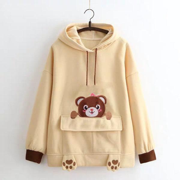 Áo Khoác Hoodie Nỉ Thời Trang Nữ Thêu Gấu Line Nhỏ Cực Dễ Thương Cho Mùa Đông 2020 | BigBuy360 - bigbuy360.vn