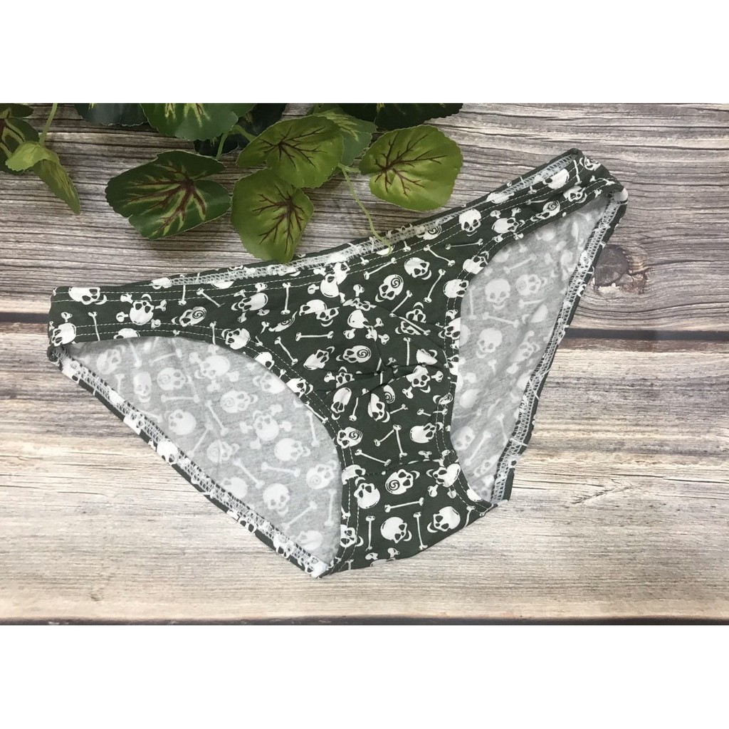 [free ship 50k + che tên đơn hàng] quần lót nam, quần lót tam giác thun cotton in hình dễ thương đầu sọ