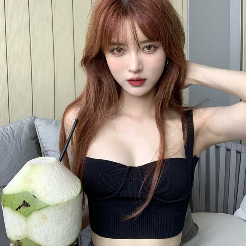 Áo Croptop Dệt Kim Không Tay Thoáng Khí Thoải Mái Thời Trang Mùa Hè Cho Nữ