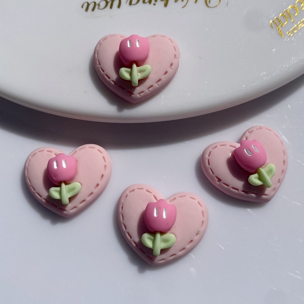 Phụ Kiện Trang Trí Hình Hoa Tulip Bằng Nhựa DIY Dành Cho Trang Trí Điện Thoại/ Giày Dép