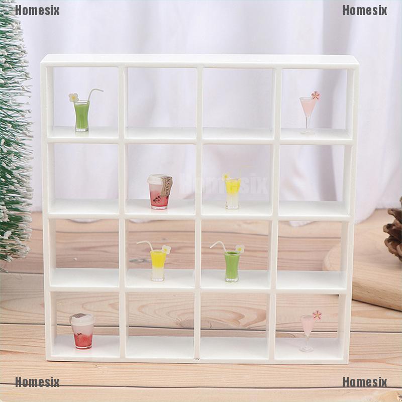 [HoMSI] 1Pc 1: 12 Dollhouse Miniature Wood Storage Rack 16 Grid Shelves Doll House Decor SUU