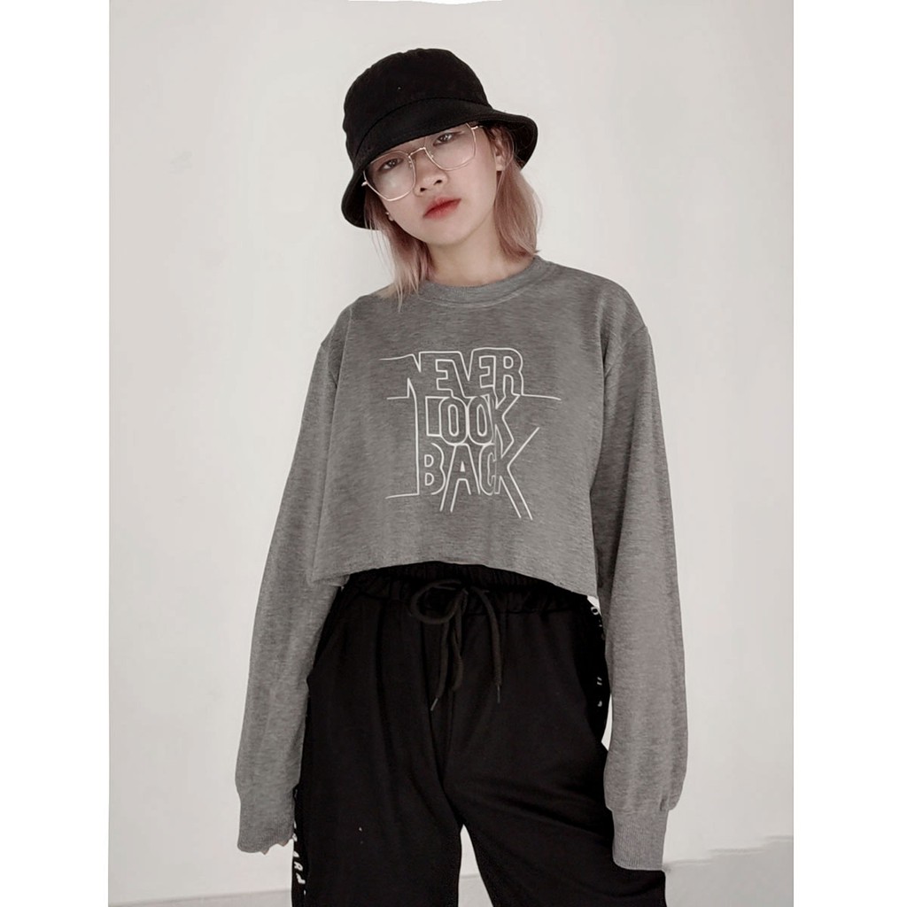 Áo croptop nữ phối tay dài thời trang Miix form rộng cam đất - MC002