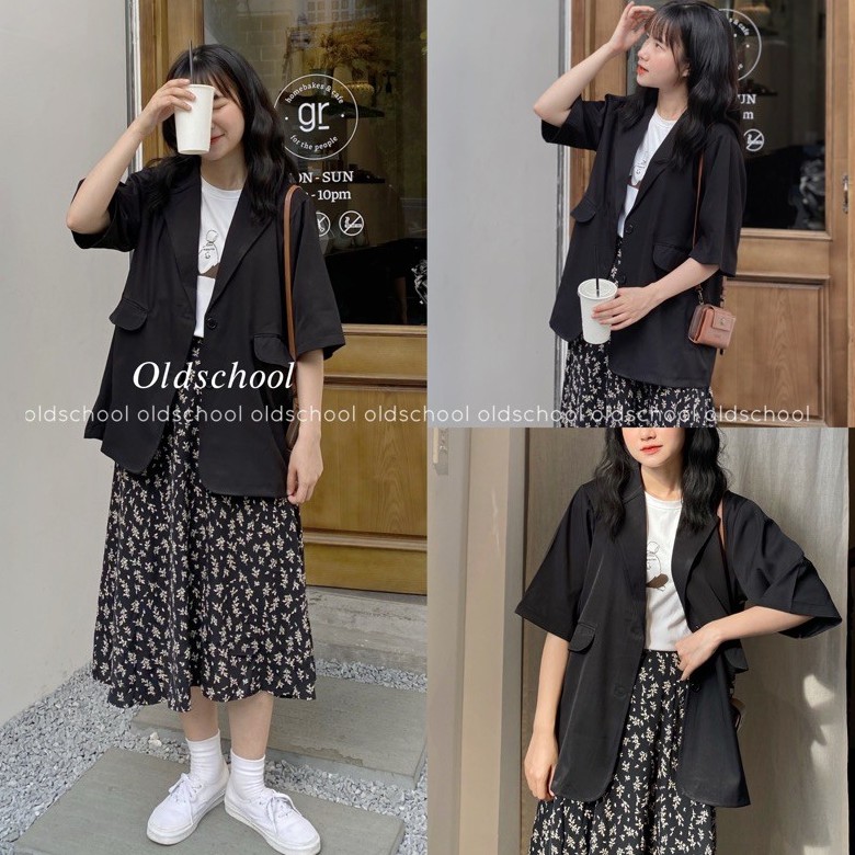 Áo Blazer tay lỡ 1 lớp, Áo Blazer 2 cúc túi nắp Hàn Quốc | BigBuy360 - bigbuy360.vn