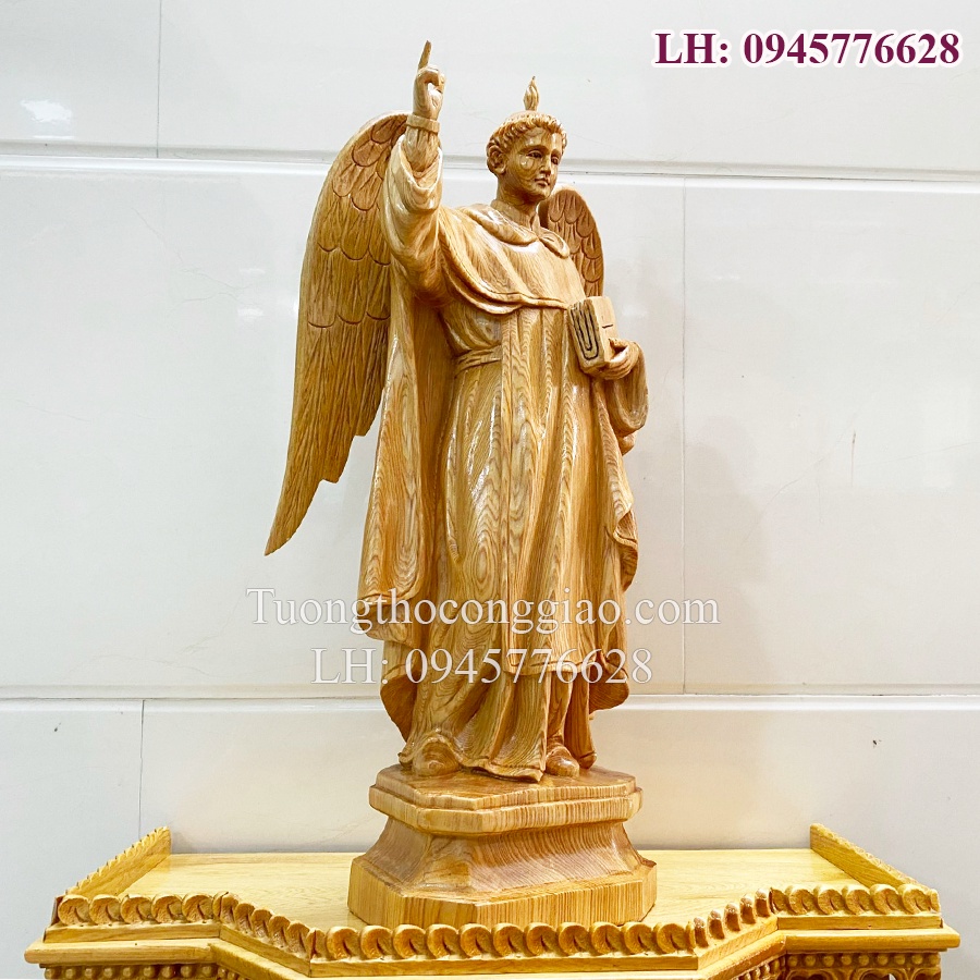 Tượng Thánh Vinh Sơn 50cm gỗ pơmu