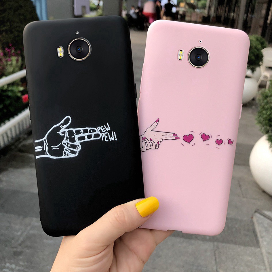 Ốp điện thoại silicon mềm họa tiết trái tim/mèo dễ thương cho Huawei Y5 Y6 2017 Mya-l22 Mya-u29 5.0''