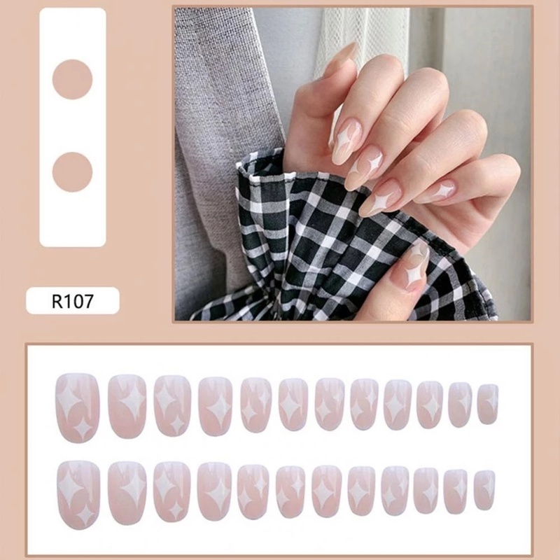 [Hàng mới về] Set 24 móng tay giả dáng ngắn chất liệu acrylic nhiều mẫu tùy chọn có thể tháo ra diy