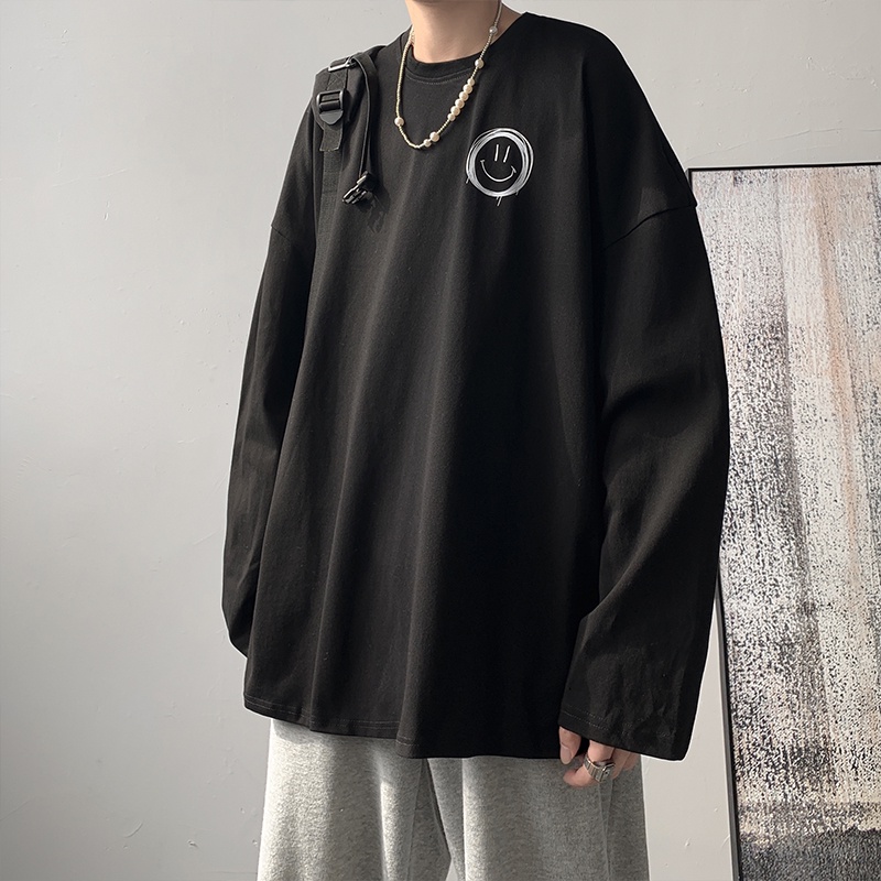 Áo thun nam size M-5XL tay dài dáng rộng thời trang mùa đông phong cách Hàn Quốc