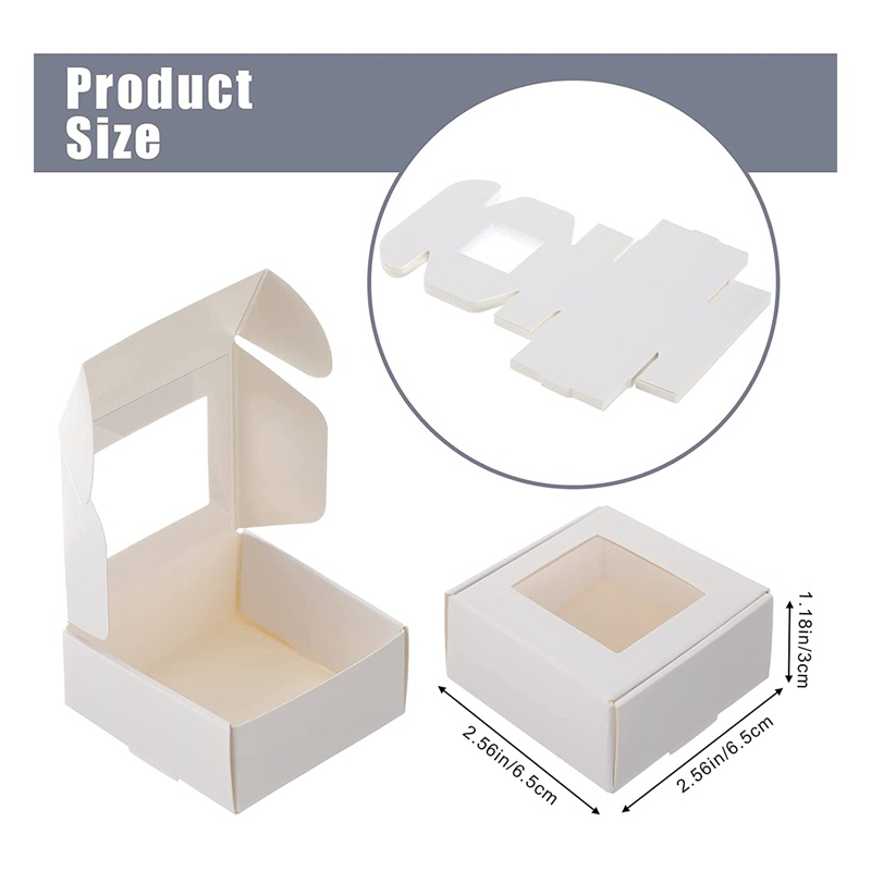Set 50 Hộp Giấy Kraft Mini Có Cửa Sổ Đựng Bánh Kẹo Làm Quà Tặng Tại Nhà