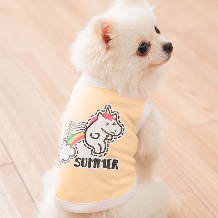 Áo thun in hình kỳ lân hoạt hình thoáng khí thời trang mùa hè cho thú cưng