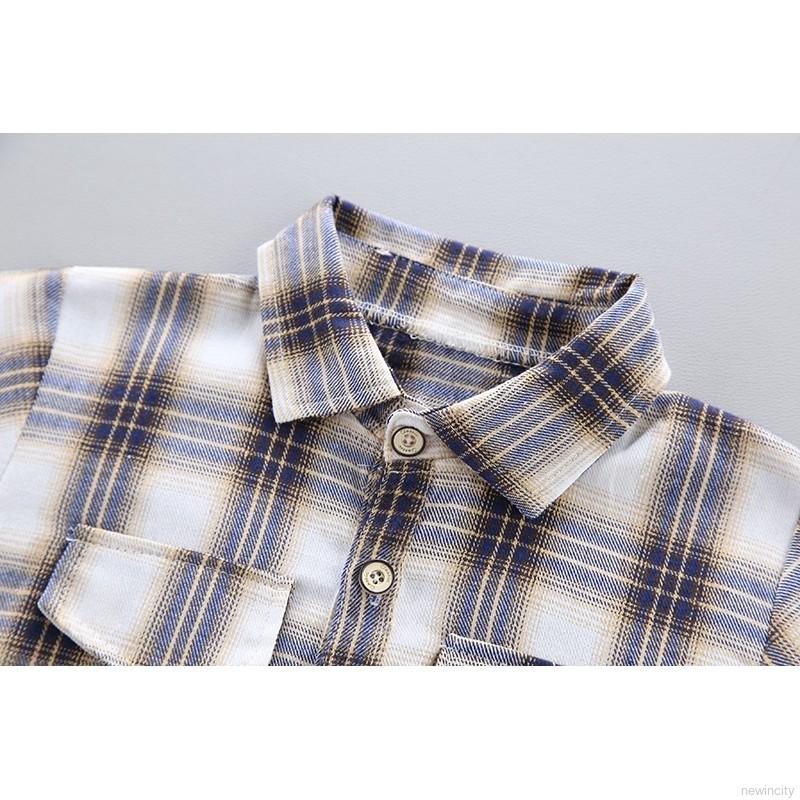 Áo sơ mi dài tay họa tiết kẻ sọc phong cách Hàn Quốc thời trang cho bé trai