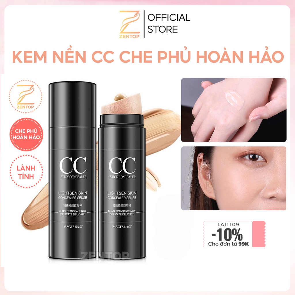 Kem nền che khuyết điểm CC làm sáng hồng da kem nền dưỡng da chống nắng bảo vệ da Zentop