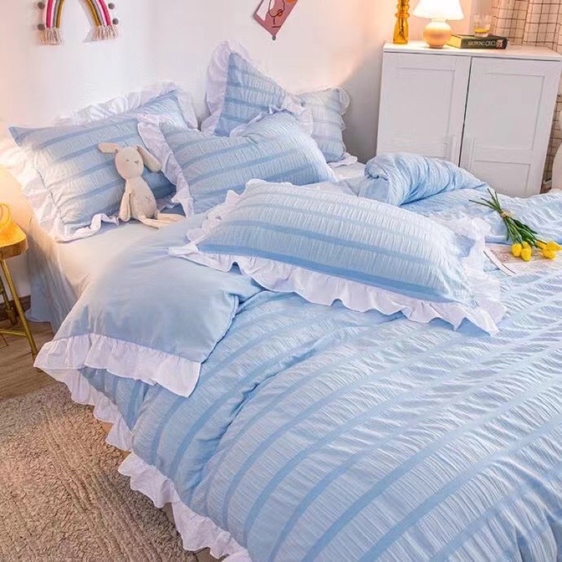 Set chăn ga gối đũi mây tiểu thư 4 món - freeship - mềm mịn - làm kích thước theo yêu cầu