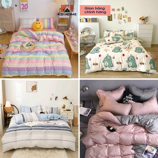 Bộ chăn ga gối cotton poly, sét 5 món vỏ chăn ga gối may bo chun miễn phí m4 m6m8 kd home