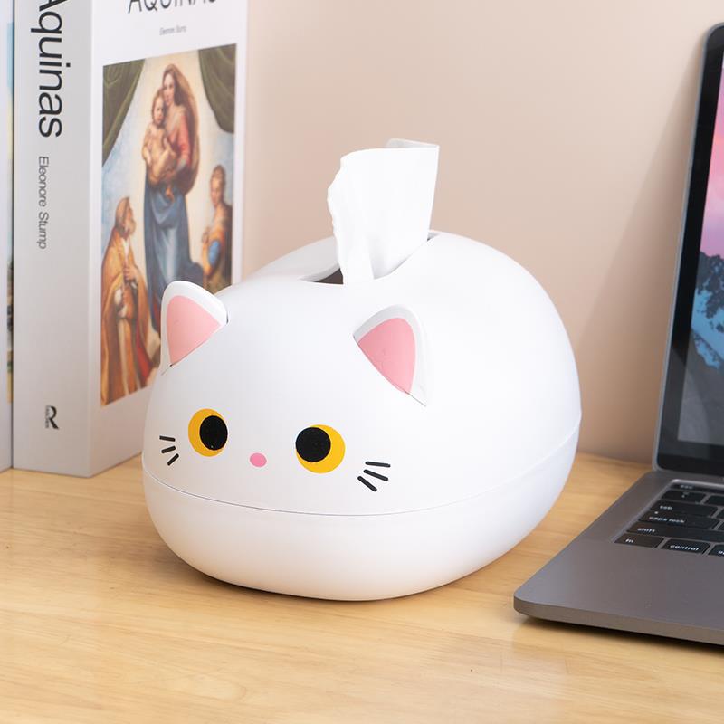 Hộp Đựng Khăn Giấy Bằng Nhựa hình mèo dễ thương Đa Năng Tiện Dụng Cho Nhà Bếp / Phòng Tắm