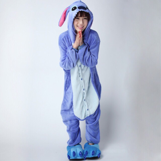 (Có sẵn) Bộ đồ thú stich, bộ đồ ngủ stich xanh dễ thương