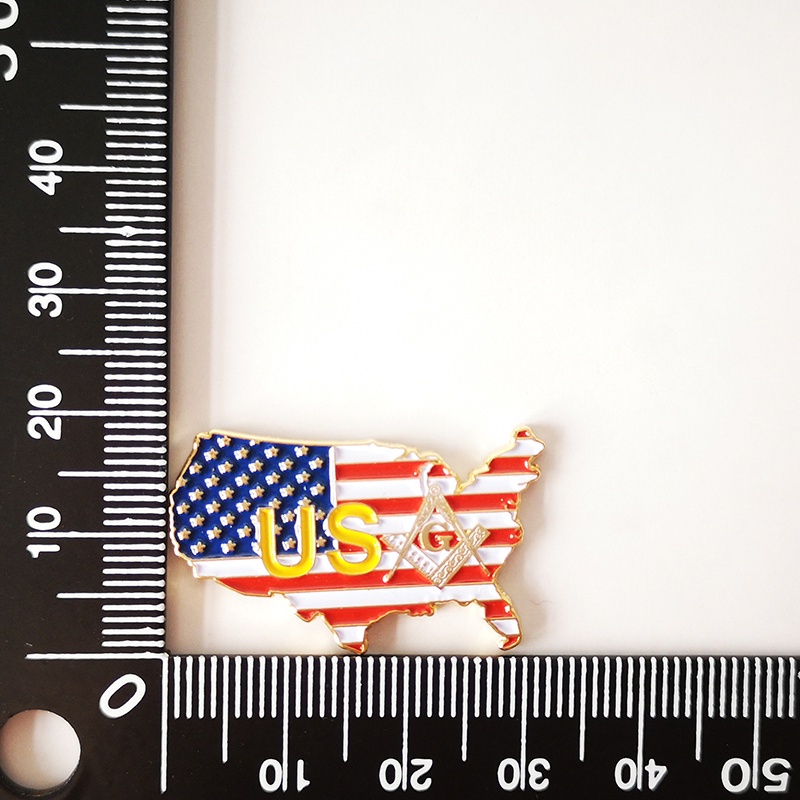 Huy hiệu cài áo họa tiết lá cờ Mỹ 3.1cm Masonic Freemason Blm76 chất lượng cao