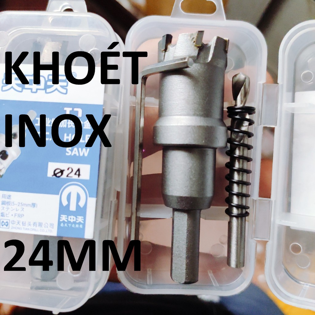 Mũi khoét inox 24 , sắt đầu hợp kim công nghệ Đức Loại 1, mũi khoét kim loại 24mm