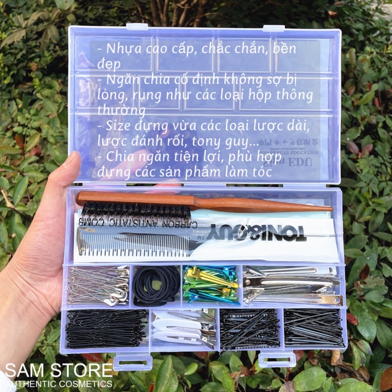 Hộp nhựa đựng kẹp tăm, kẹp vịt, lược tiện lợi dùng cho cá nhân và làm tóc chuyên nghiệp