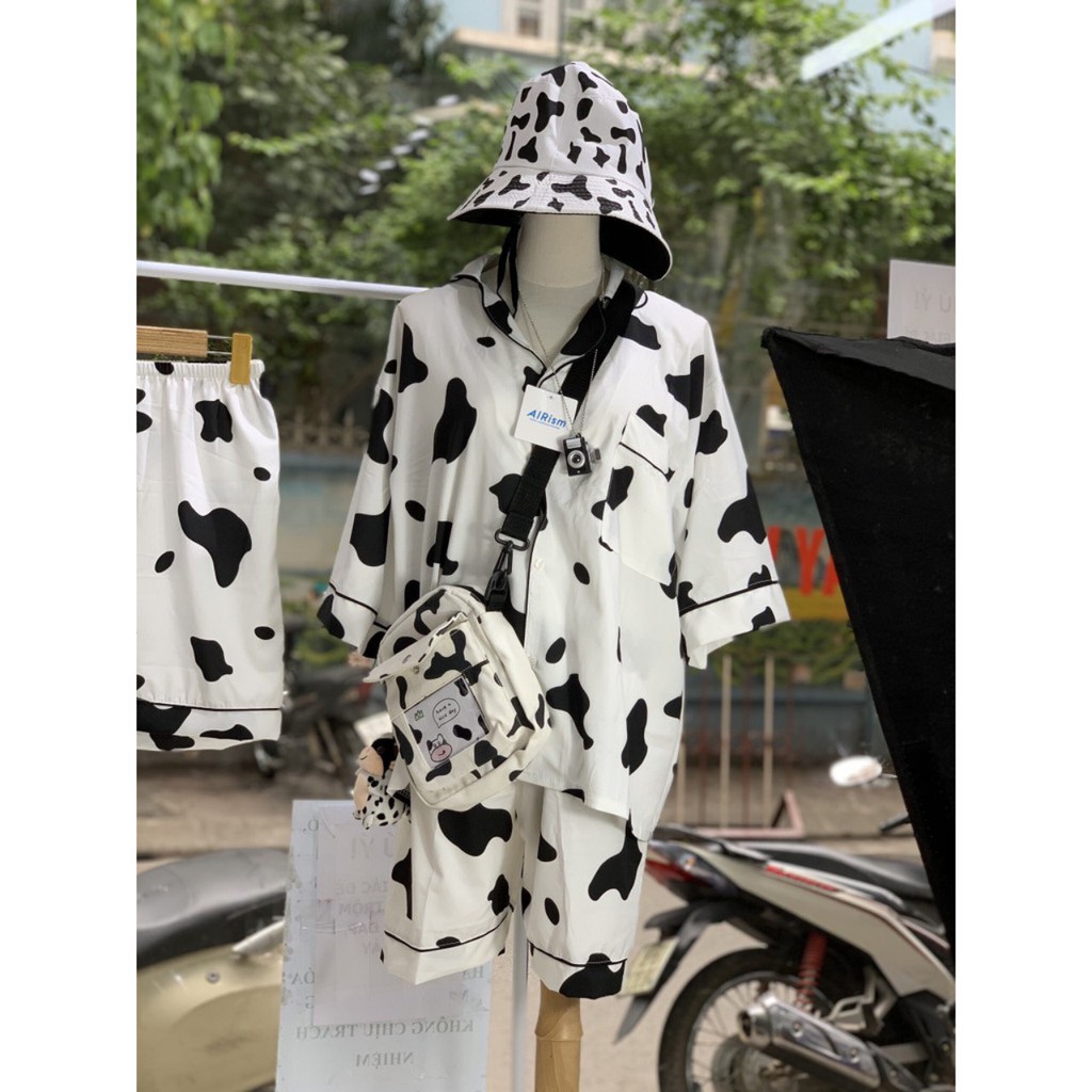 Pijama bộ đồ ngủ bò sữa nữ cute mặc mùa hè thoải mái dễ thương giá rẻ H5 BÒ SỮA | BigBuy360 - bigbuy360.vn