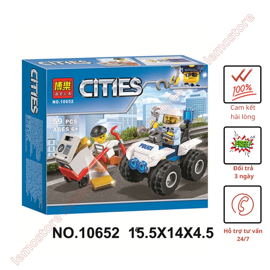 Đồ Chơi trẻ em, đồ chơi lắp ráp city xe Cảnh Sát Bole 10652 gồm 59pcs