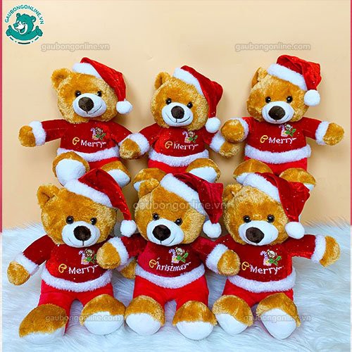 Gấu Bông Teddy Đội Mũ Noel Cao Cấp Siêu Dễ Thương Kích Thước 20cm