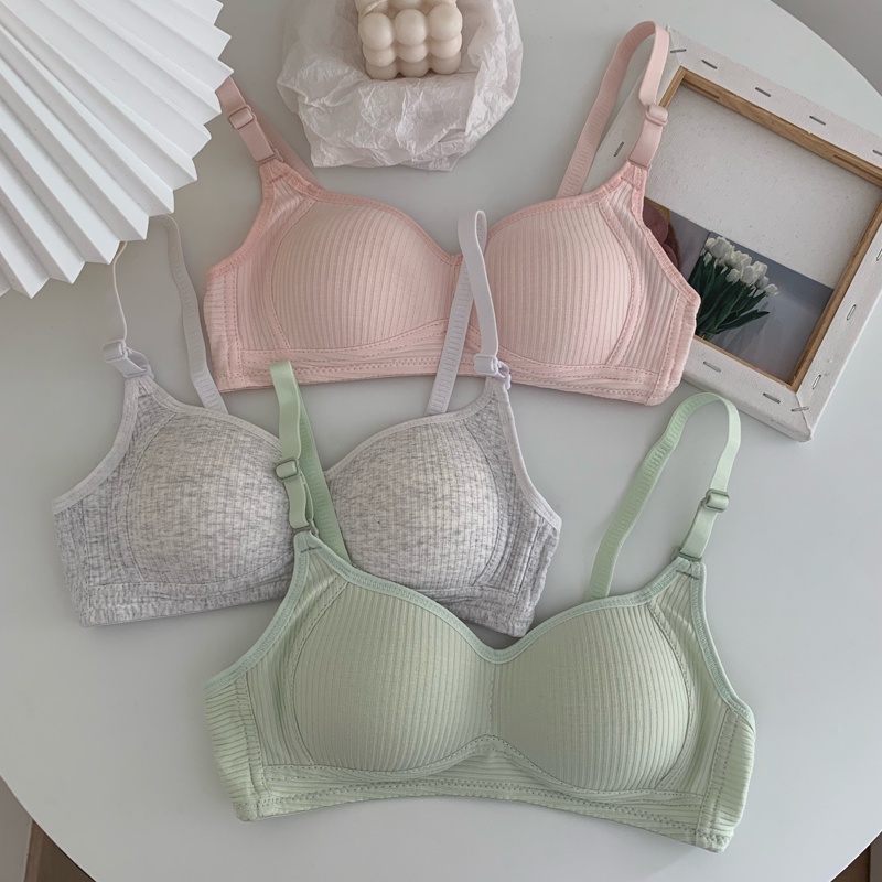 Áo ngực cotton không gọng màu trơn mềm mại thoải mái dành cho nữ size 32-38AB