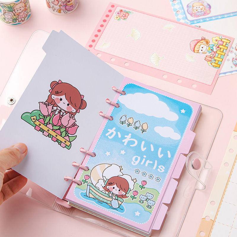⭐ iLado ⭐ binder A6 sổ tay tài khoản tay sáng tạo dễ thương vở kẻ ngang sổ ghi chép sổ ghi chú mini notebook sổ tay ghi chép vở lò xo kẻ ngang sổ lò xo kẻ ngang marker học văn phòng phẩm sổ ghi chú sticker tập vở