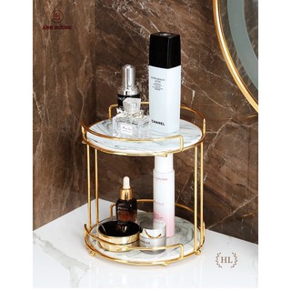 Kệ đựng bánh kẹo, mỹ phẩm vân đá 2 tầng sang trọng
